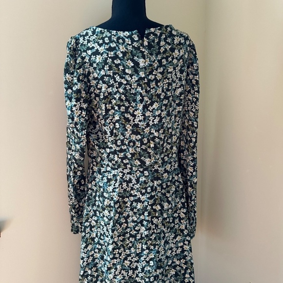*LOFT* Blue x Gray Floral Long Sleeve Dress Size 12T - Picture 4 of 7